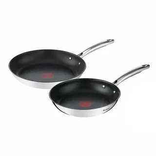 Duetto koekenpannen - Set van 2 - 24/28 cm - Inductie, Roestvrijstalen buitencoating - Antibaklaag de Tefal en Gris – photo produit 1 sur 3