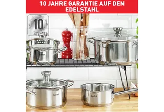 Duetto Kookpannenset 5-delig - RVS - Inductie - Afgietdeksel & Schenkrand de Tefal en Argent – photo produit 2 sur 5