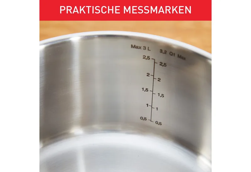 Duetto Kookpannenset 5-delig - RVS - Inductie - Afgietdeksel & Schenkrand de Tefal en Argent – photo produit 4 sur 5