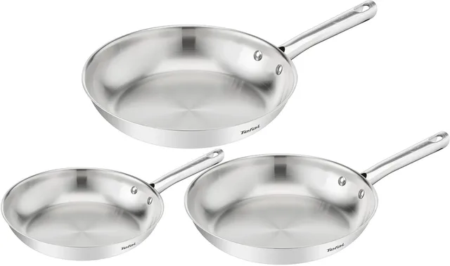 Duetto On B866S334 – Set van 3 braadpannen – Inductie – Pannenset 20/24/28 cm – Hoogwaardig roestvrij staal – Thermo-Fusion™ - Koekenpan