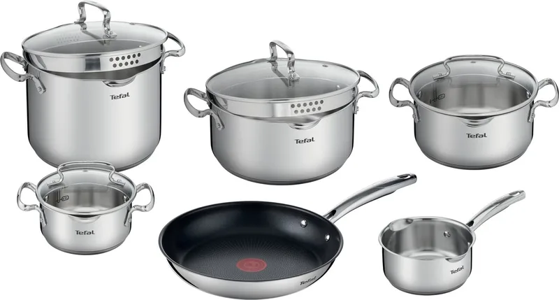 Duetto+ - Pannenset - 6-delig - Inclusief Deksels - Inductie - RVS de Tefal en Argent – photo produit