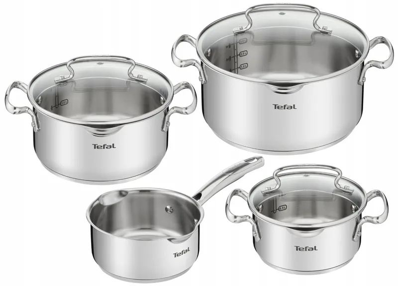 Duetto+ Pannenset RVS 7 Delen met Deksel by Tefal in Silver – product photo