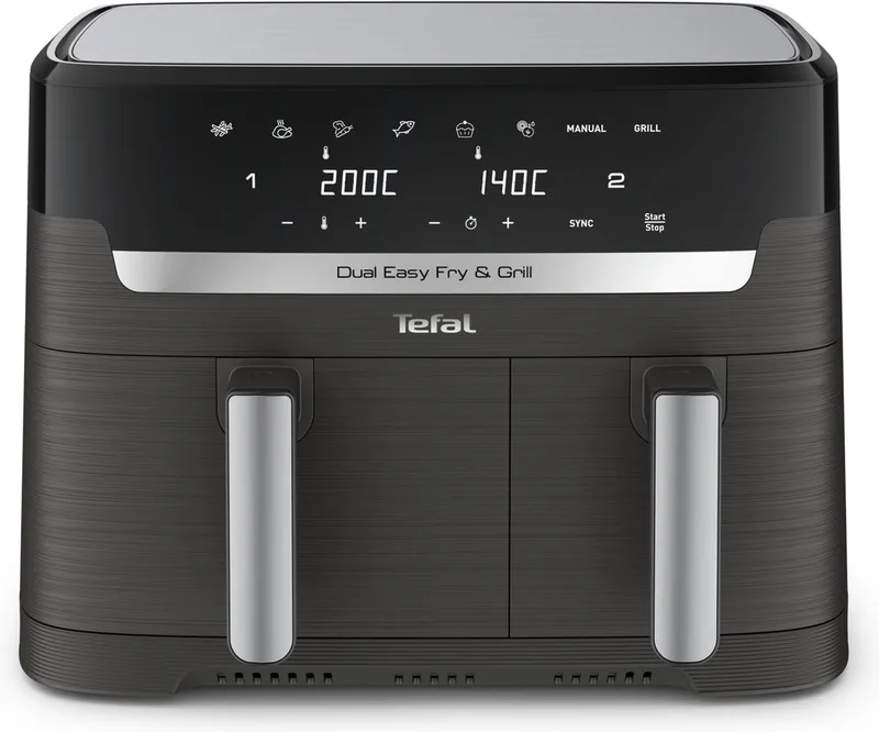 Easy Fry Dual XXL & Grill EY905B - Dubbele Airfryer - 8.3L - Grillfunctie - 8 Programma's från Tefal i Mörkgrå – produktbild