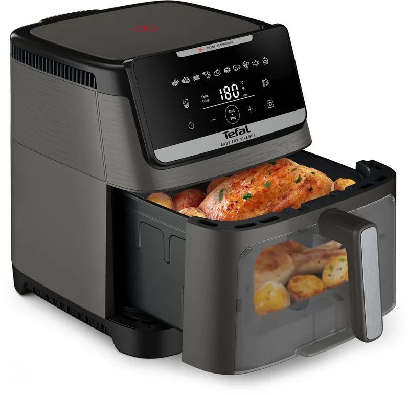 Easy Fry Silence XXL EY846H - Stille Airfryer XXL 7L - 1700W - 43 dB - 10 Programma's - 55% Sneller - Voor 8 Personen de Tefal en Gris foncé – photo produit