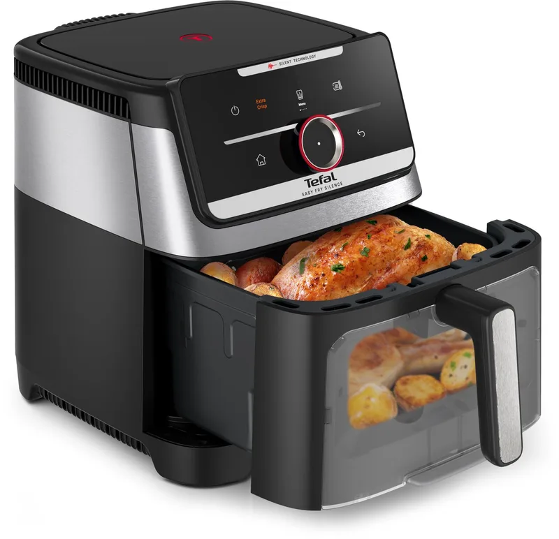 Easy Fry Smart & Silence XXL EY876D - Stille Airfryer XXL 7L - 1700W - 43 dB - Smart Assist 55+ Programma's - 68% Sneller - Voor 8 Personen von Tefal in Schwarz – Produktfoto