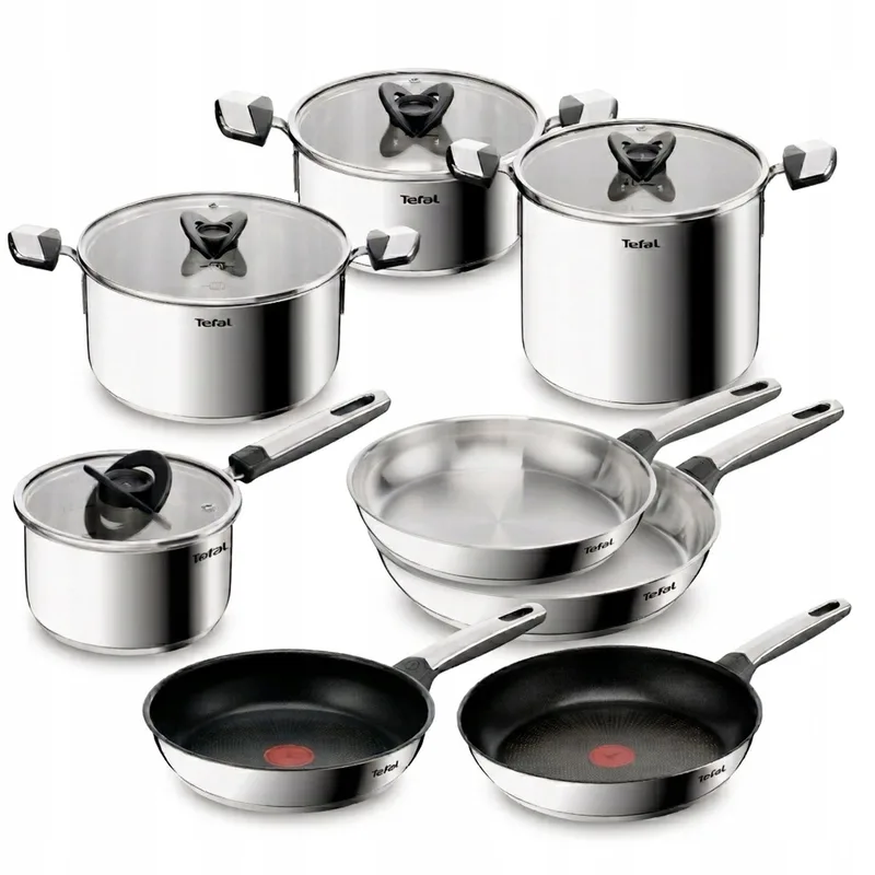 Emotion+ 12-delige Pannenset met Deksel - Inductie Geschikt von Tefal in Silber – Produktfoto