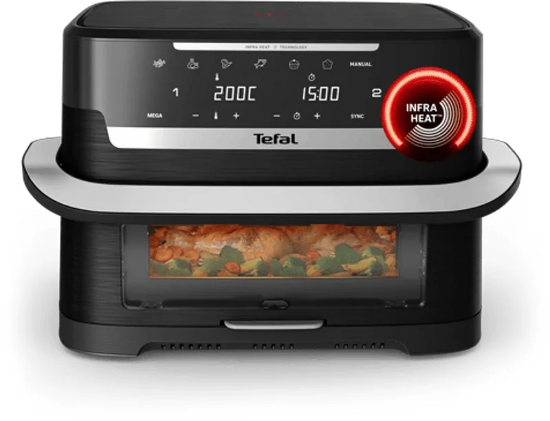 Ever Fry Dual Flex EY9288 - Dubbele Airfryer XXL 9L - Infraroodtechnologie - FlexCook GiantZone - 7 Programma's - Voor 8 Personen von Tefal in Schwarz – Produktfoto