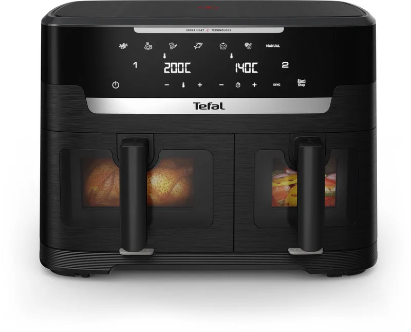 Ever Fry Dual XXL EY9488 - Dubbele Airfryer - Infraroodtechnologie - 7 programma's - 11L by Tefal in Black – product photo