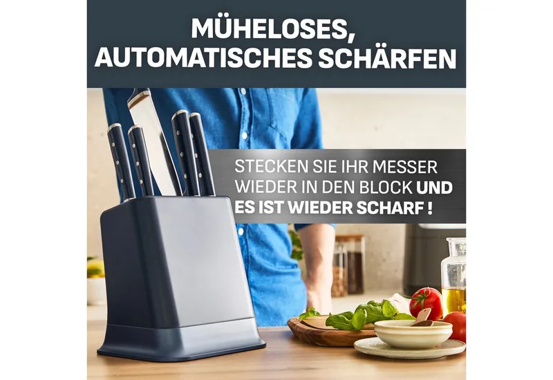EverSharp K297S644 - Messenset - 5-delig - Messenblok met Geïntegreerde Slijper - Zelfslijpend - RVS by Tefal in Roestvrijstaal – product photo 5 of 5
