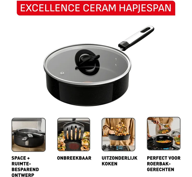 Excellence keramische hapjespan 24cm by Tefal in Black – product photo