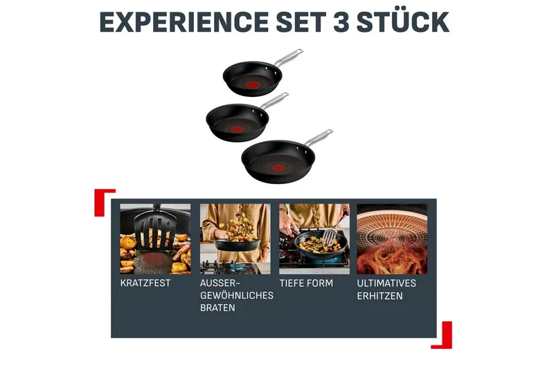 Experience - Pannenset - 20/24/28 cm - Fusion Core - Anti-aanbaklaag - Inductie - Geschikt voor gebruik met metalen spatels by Tefal in Black – product photo 2 of 2
