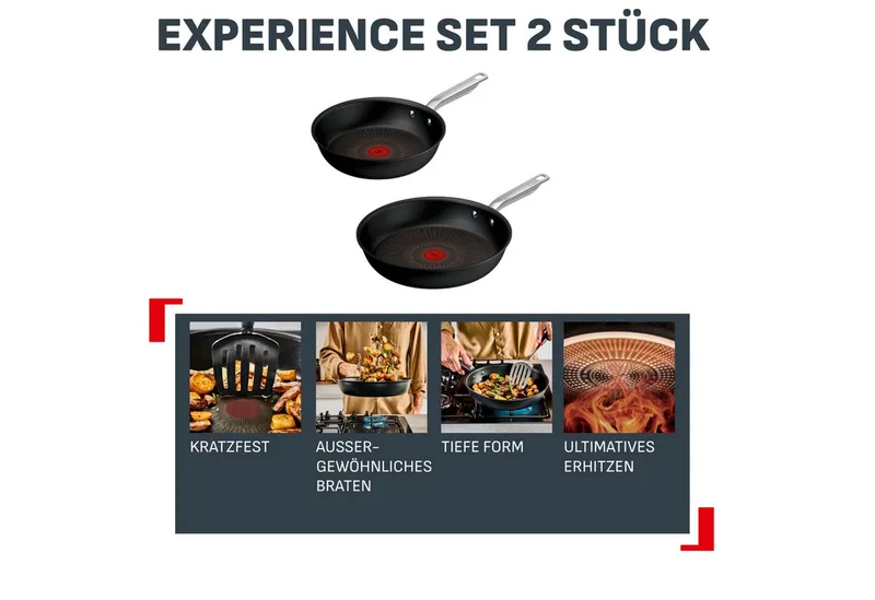 Experience - Pannenset - 24/28 cm - Fusion Core - Anti-aanbaklaag - Inductie - Geschikt voor gebruik met metalen spatels by Tefal in Black – product photo 2 of 3