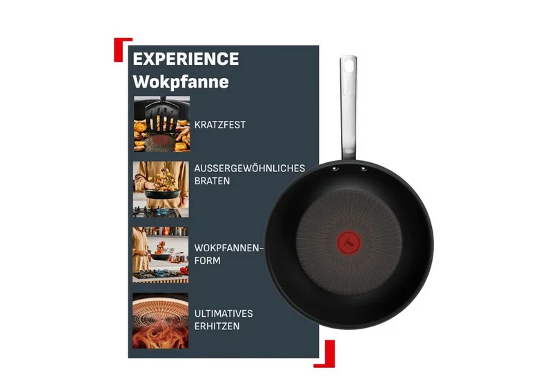 Experience - Wokpan - 28 cm - Fusion Core - Anti-aanbaklaag - Inductie - Geschikt voor gebruik met metalen spatels van Tefal in Zwart – productfoto 3 van 3