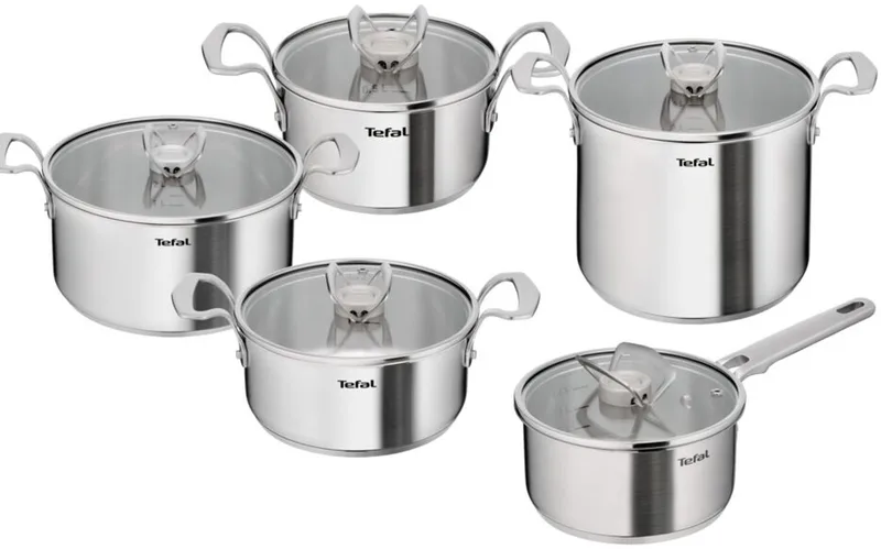 Extreme - Pannenset - 5-delig - Hoge Kookpan 22 cm - Steelpan 18 cm - Kookpan 16/20/24 cm von Tefal in Silber, Roestvrij staal – Produktfoto