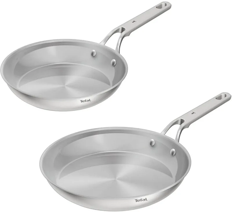Extreme Uncoated - Pannenset - 24/28 cm - Zonder Coating - PFAS-vrij - Inductie fra Tefal i Sølv, Roestvrij staal – produktbillede
