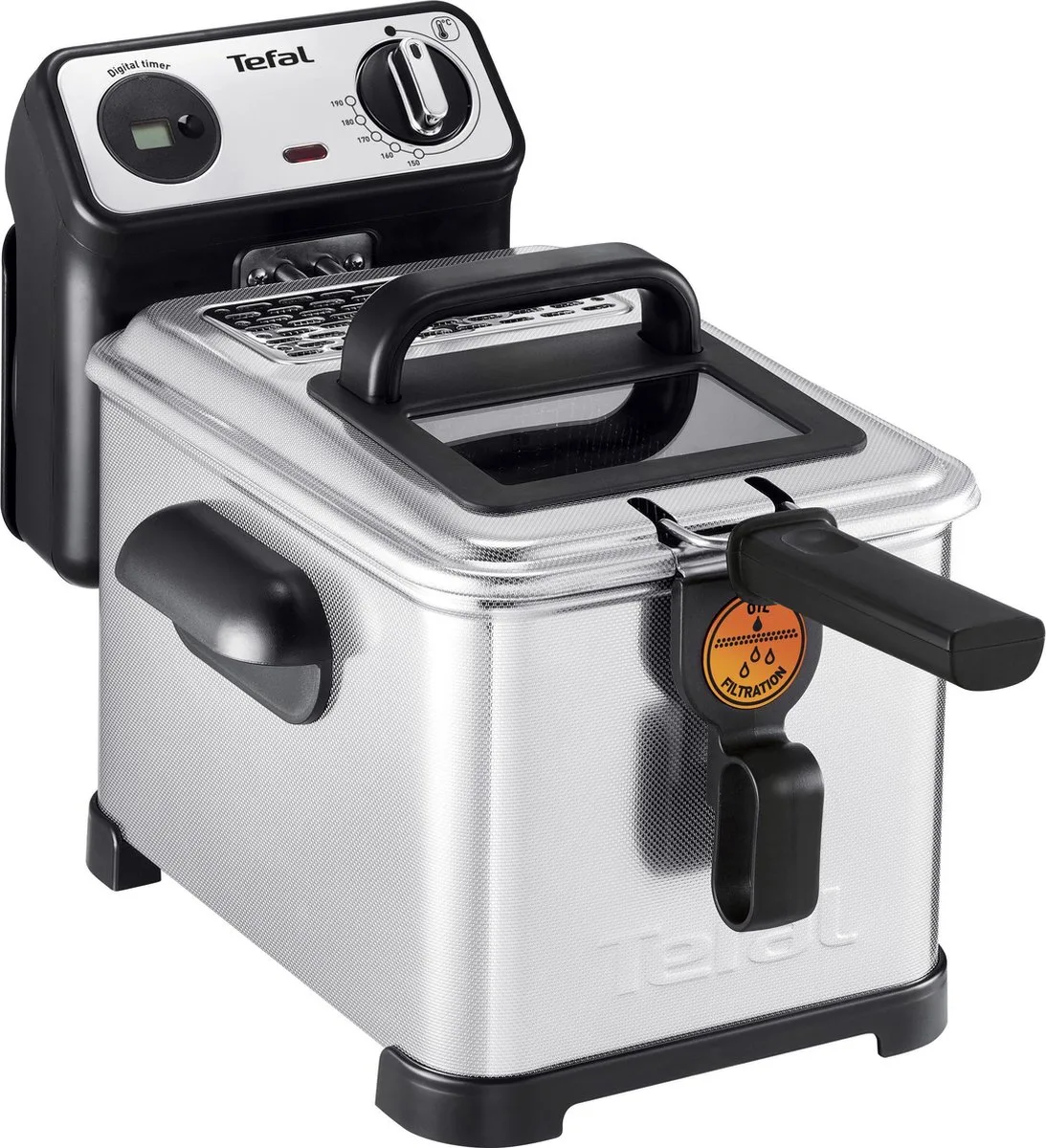 Filtra Pro Inox & Design FR5111 - Frituurpan - 3L - 2100W - Koude Zone - Met kijkvenster - Anti-geurfilter van Tefal in Rvs – productfoto