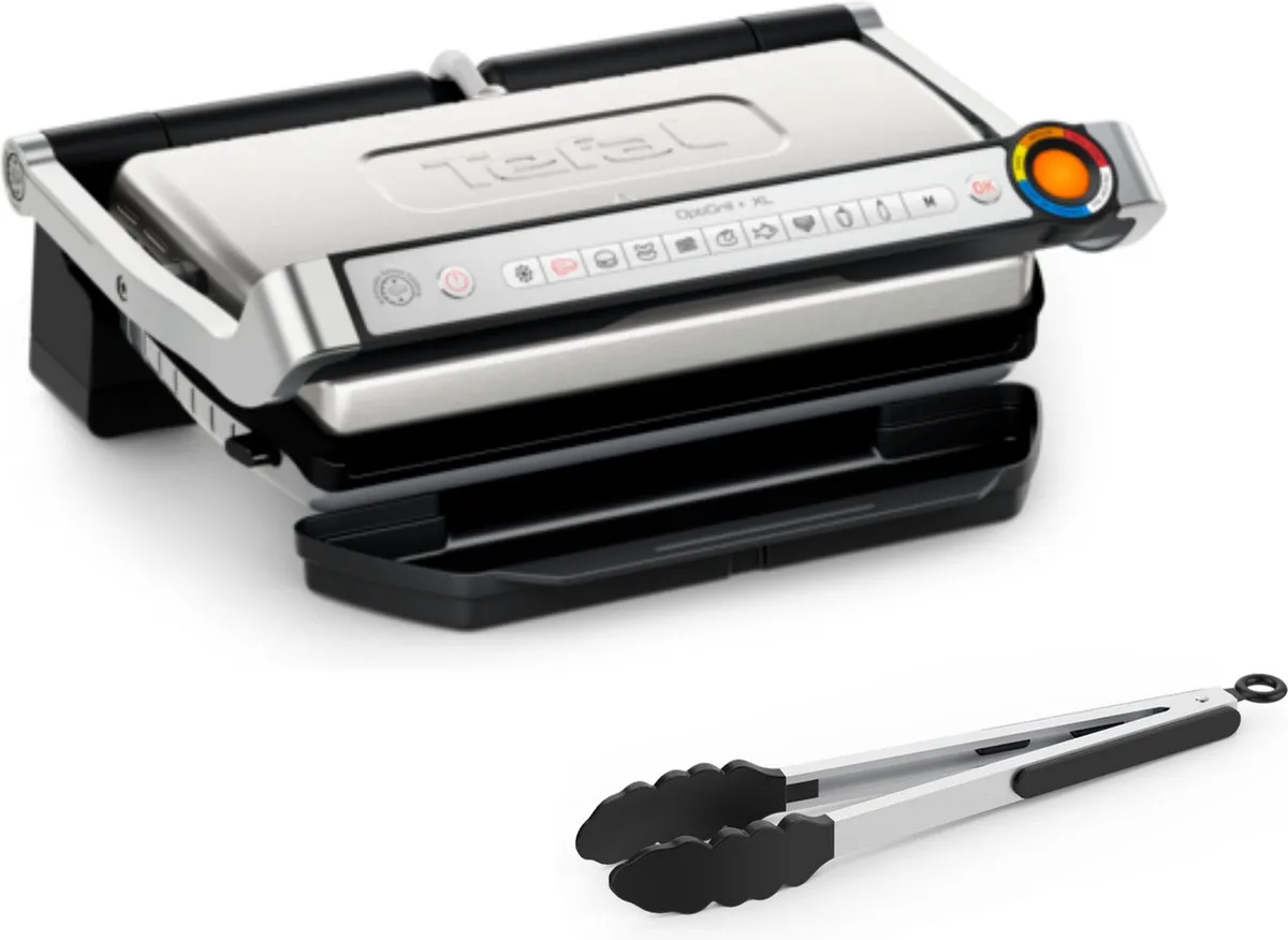 GC728D Optigrill+ XL - Intelligente contactgrill - Inclusief tang - 2000W van Tefal in Zwart – productfoto