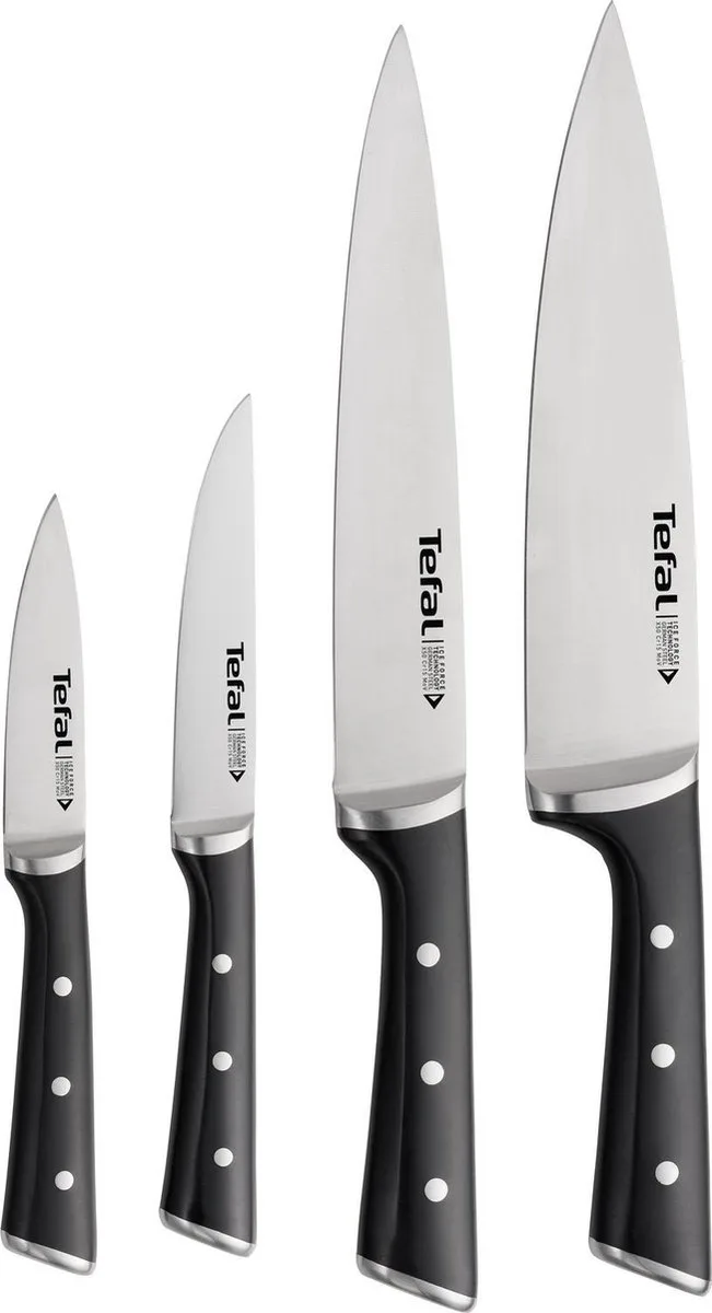 Ice Force K2324S74 - Messenset - 4-delig - Schilmes, Koksmes, Keukenmes en Vleesmes - Roestvrij Staal - Vaatwasserbestendig de Tefal en Noir – photo produit