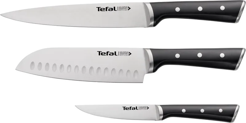 Ice Force Messenset - 3-delig - Vleesmes 20 cm - Santokumes 18 cm - Universeel Mes 11 cm van Tefal in Rvs – productfoto 1 van 4