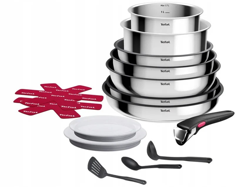 Ingenio Cook Eat Pannenset (15 Delen) - Compact & Veelzijdig by Tefal in Silver – product photo