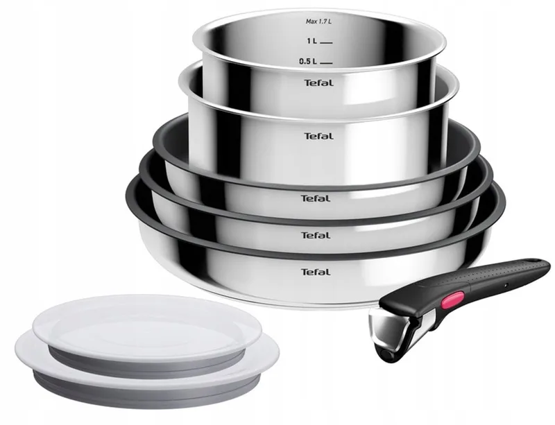 Ingenio Cook Eat Pannenset RVS 8 Delen van Tefal in Zilver – productfoto