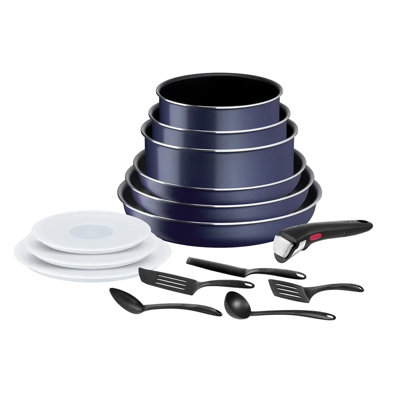 Ingenio Easy Cook & Clean pailleteret blå kogeserie, 15 dele fra Tefal – produktbillede