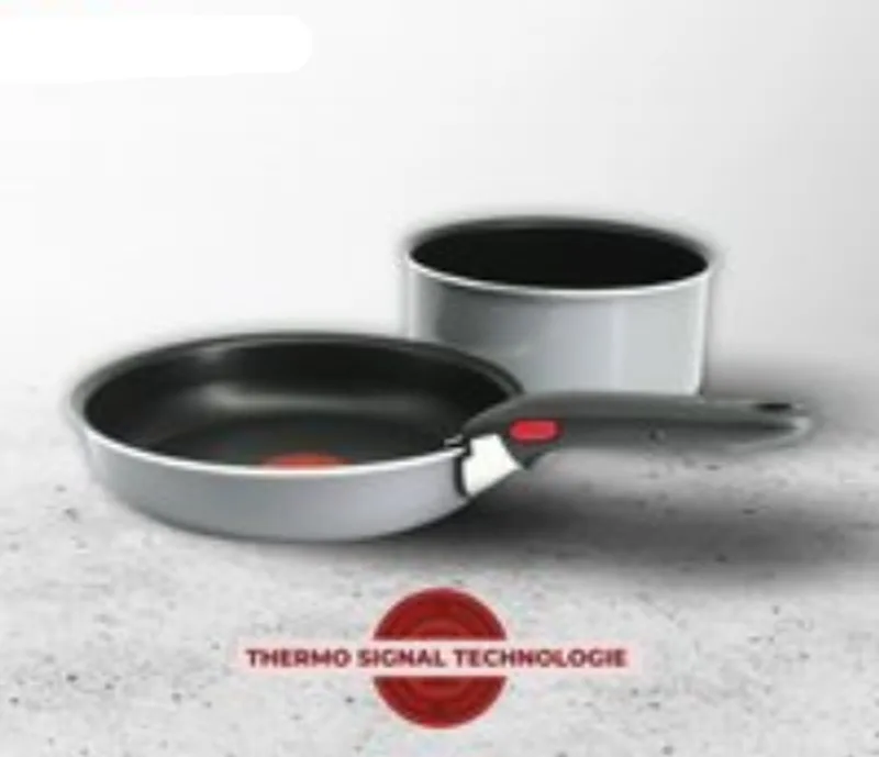 Ingenio Easy Cook'N Clean 3-delig Hoogwaardig Alluminium Pannenset - Braadpan 22 cm + Steelpan 18 cm Inclusief Ingenio Hangreep by Tefal in Grey – product photo