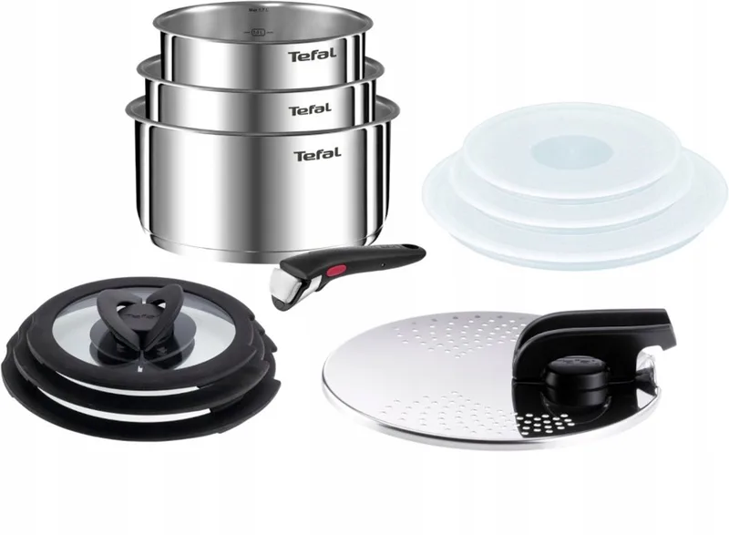 Ingenio Emotion Koekenpannenset 11-delig RVS met Afneembare Handgreep fra Tefal i Sølv – produktbillede