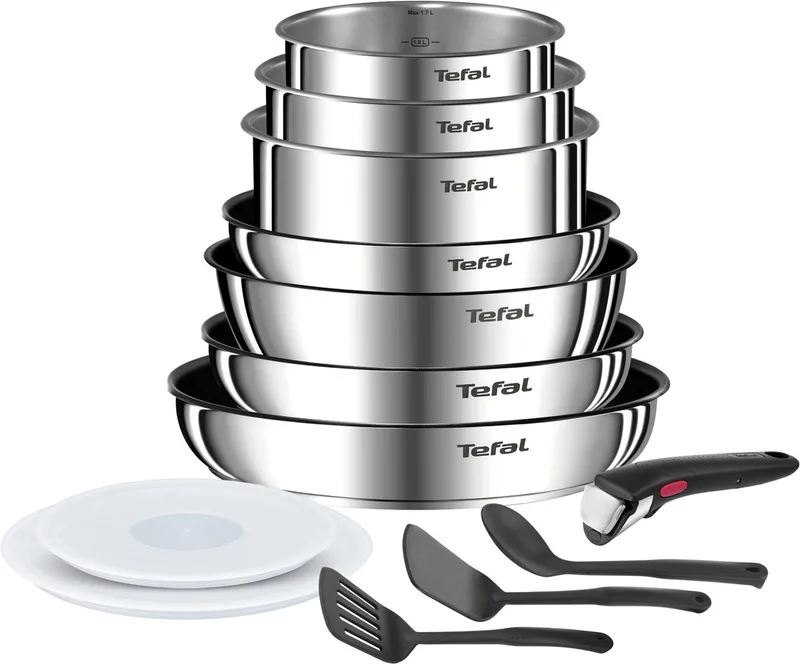 Ingenio Emotion ON - Pannenset - 13-delig - Inductie - Stapelbaar - Afneembare Handgreep - Ruimtebesparend de Tefal en Gris – photo produit