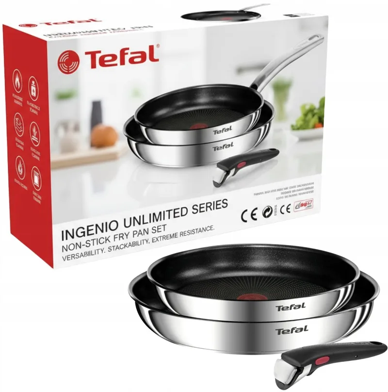 Ingenio Emotion Pannenset 24/28 cm met afneembare handgreep by Tefal in Silver – product photo