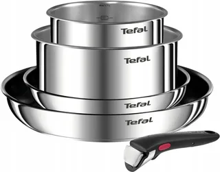 Ingenio Emotion Pannenset - 5-delig - Pannenset Inductie - Stapelbaar - Afneembare Handgreep - RVS - Geschikt voor alle warmtebronnen fra Tefal i Grå – produktbillede 1 af 5