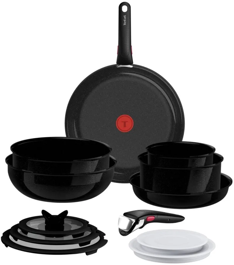 Ingenio Excellence Ceram - Pannenset - 13-delig - Fusion Core - Inclusief Deksel - Handgrepen - PFAS vrij by Tefal in Black – product photo 1 of 5