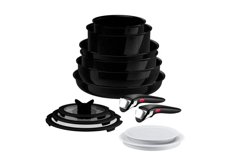 Ingenio Excellence Ceram - Pannenset - 13-delig - Fusion Core - Inclusief Deksel - Handgrepen - PFAS vrij by Tefal in Black – product photo 2 of 5