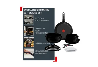 Ingenio Excellence Ceram - Pannenset - 13-delig - Fusion Core - Inclusief Deksel - Handgrepen - PFAS vrij by Tefal in Black – product photo 3 of 5