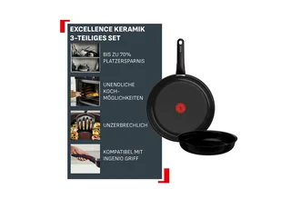 Ingenio Excellence Ceram - Pannenset - 3-delig - Fusion Core - Inclusief Handgreep - Keramisch - PFAS vrij de Tefal en Noir – photo produit 3 sur 3