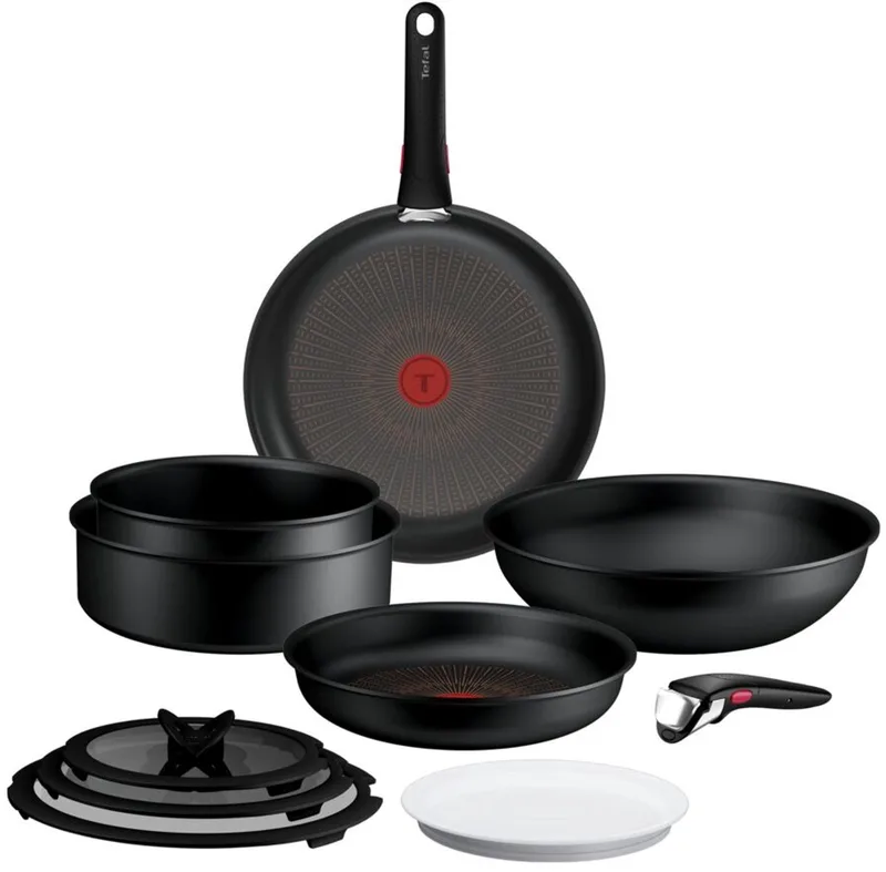 Ingenio Excellence Fusion - Pannenset - 11-delig - Inclusief Deksel - Handgrepen by Tefal in Black – product photo