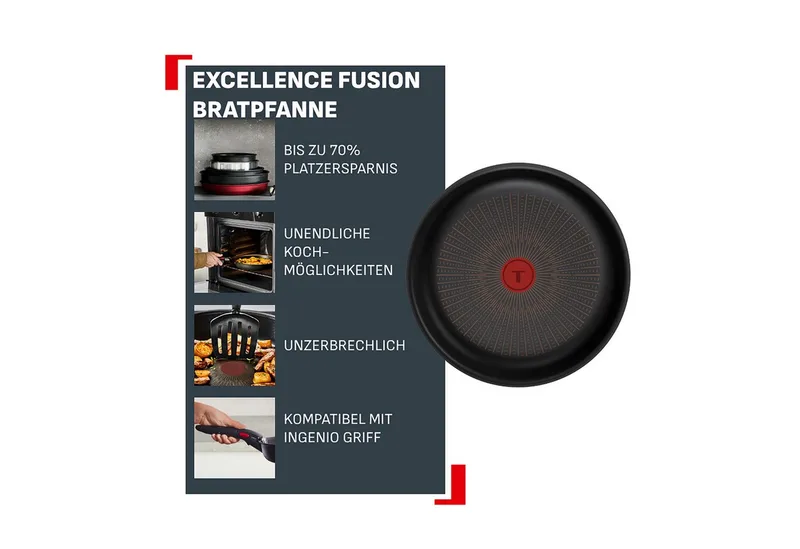 Ingenio Excellence Fusion, Pfanne 28 cm, Antihaftbeschichtung, induktionsgeeignet, P0050653 von Tefal in Schwarz – Produktfoto 3 von 3