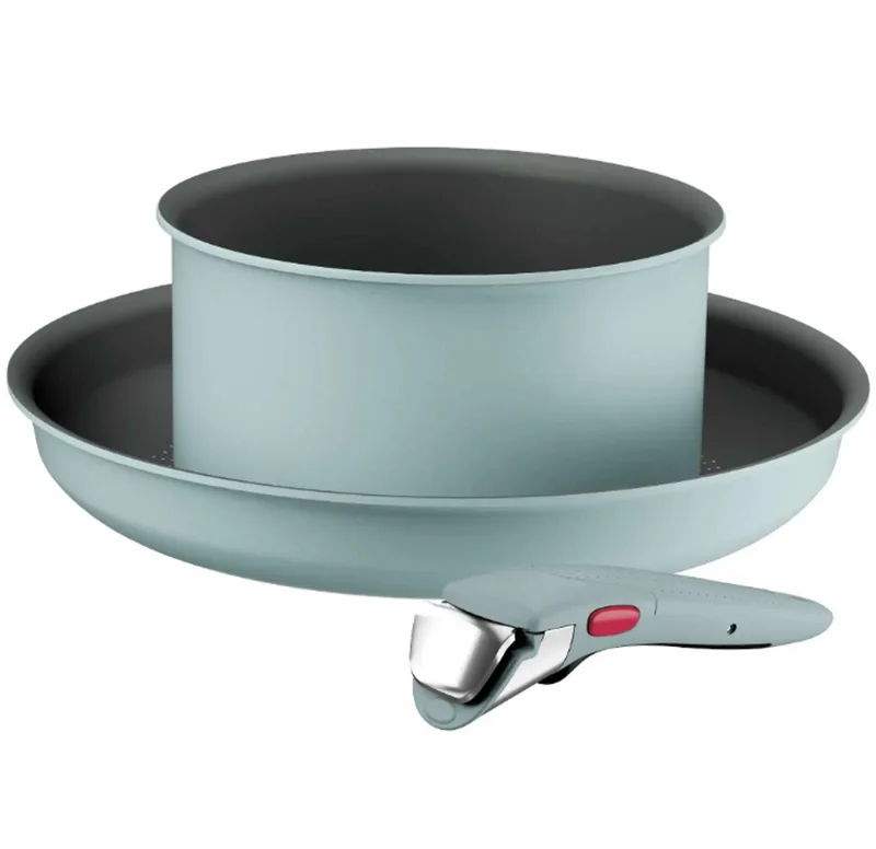 Ingenio Halo Eucalyptus 3-delige pannenset L8029053 by Tefal in Green, Eucalyptus – product photo
