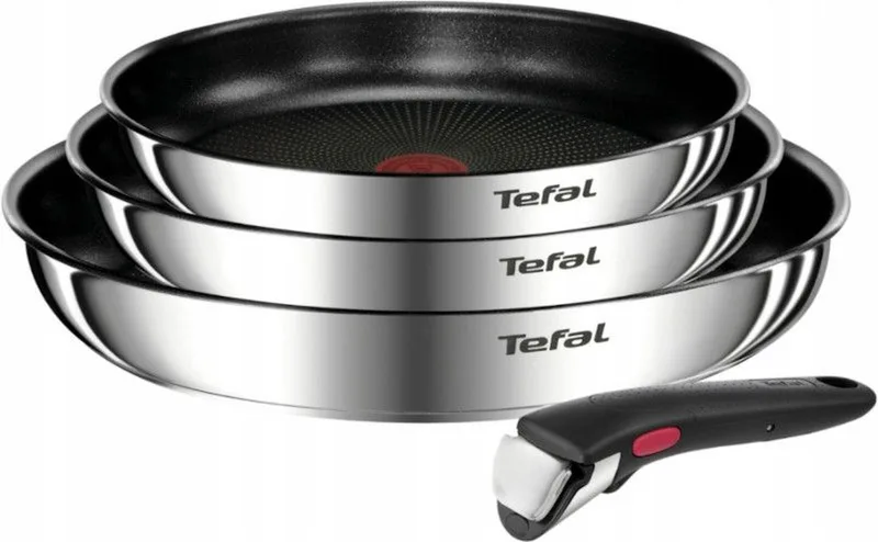 Ingenio Pannenset - 3 Koekenpannen set met Handgreep 22 cm, 24 cm, 28 cm- 4 delig fra Tefal i Rvs – produktbillede