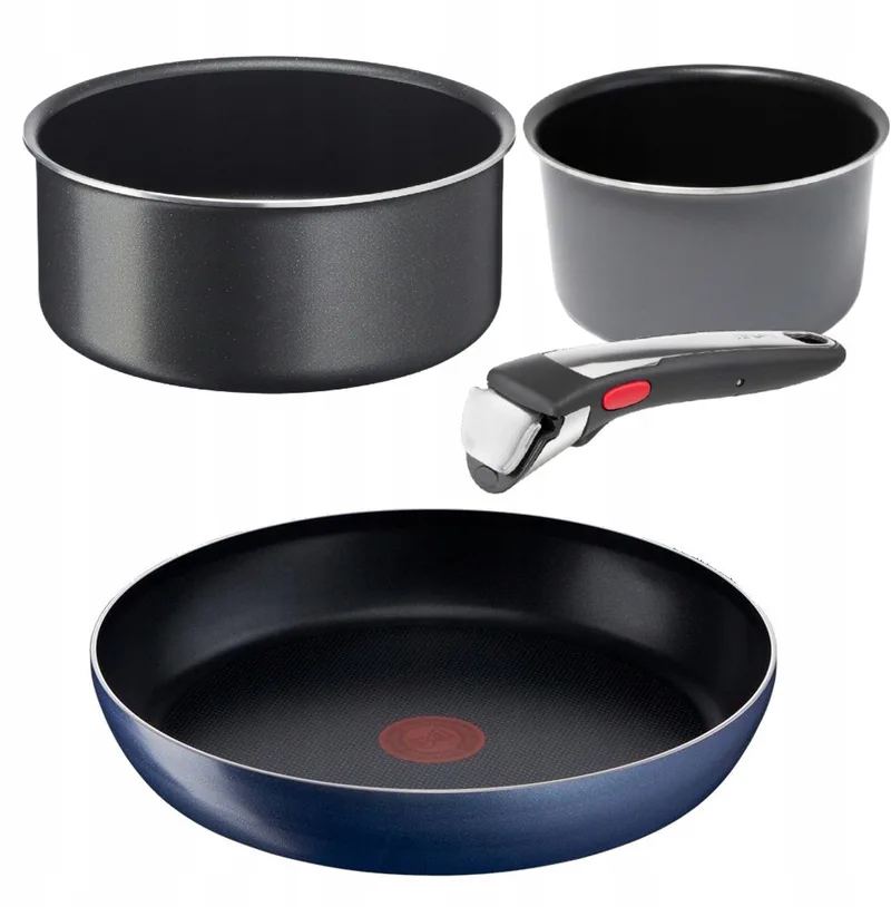 Ingenio Pannenset met Afneembare Steel: 28/24/16 cm, Gas, 4 Delen by Tefal in Blue – product photo
