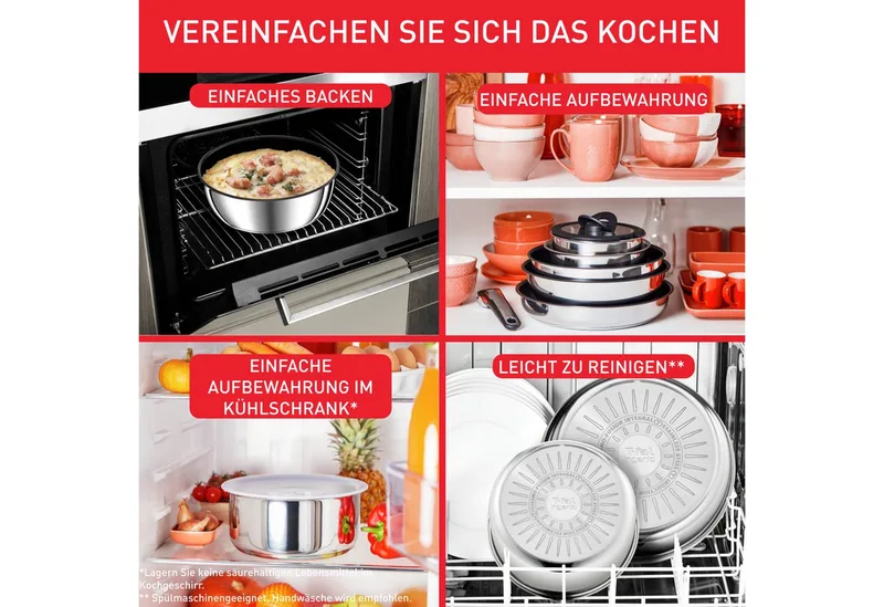 Ingenio Preference - Pannenset - 3-delig - Inductie - Stapelbaar - Afneembare Handgreep - Ruimtebesparend by Tefal in Roestvrijstaal – product photo 3 of 4
