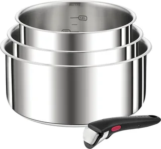 Ingenio Preference - Pannenset - 3-delig - Inductie - Stapelbaar - Afneembare Handgreep - Ruimtebesparend by Tefal in Roestvrijstaal – product photo 1 of 4