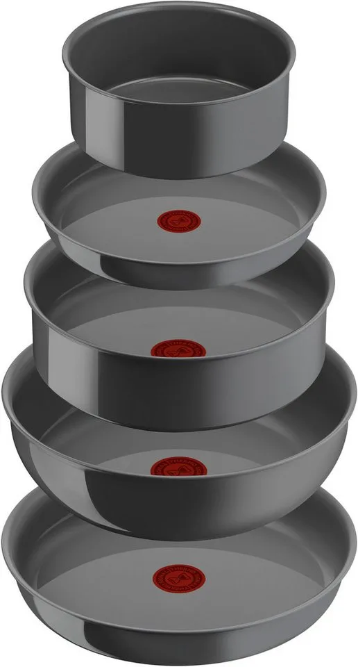 Ingenio Renew - Pannenset - 11-delig - PFAS-vrij - Keramisch - Inductie - Stapelbaar - Afneembare Handgreep von Tefal in Grau – Produktfoto 3 von 5