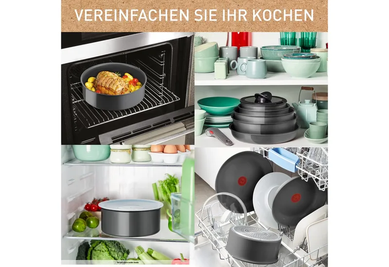 Ingenio Renew - Pannenset - 11-delig - PFAS-vrij - Keramisch - Inductie - Stapelbaar - Afneembare Handgreep von Tefal in Grau – Produktfoto 4 von 5