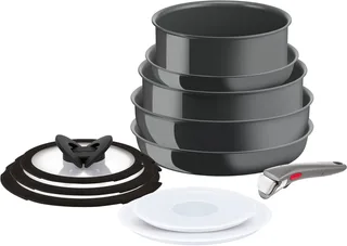 Ingenio Renew - Pannenset - 11-delig - PFAS-vrij - Keramisch - Inductie - Stapelbaar - Afneembare Handgreep von Tefal in Grau – Produktfoto 1 von 5
