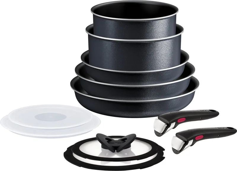 Ingenio So Light - Pannenset - 11-delig - Inductie - Stapelbaar - Afneembare Handgrepen - Ruimtebesparend by Tefal in Black, Silver – product photo 1 of 3