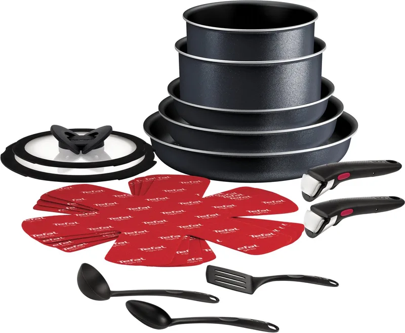Ingenio So Light - Pannenset - 16-delig - Inductie - Stapelbaar - Afneembare Handgrepen - Ruimtebesparend by Tefal in Black – product photo