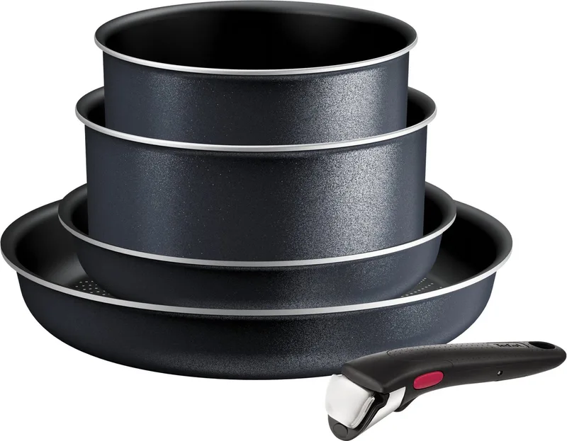 Ingenio So Light - Pannenset - 5-delig - Inductie - Stapelbaar - Afneembare Handgrepen - Ruimtebesparend de Tefal en Noir – photo produit