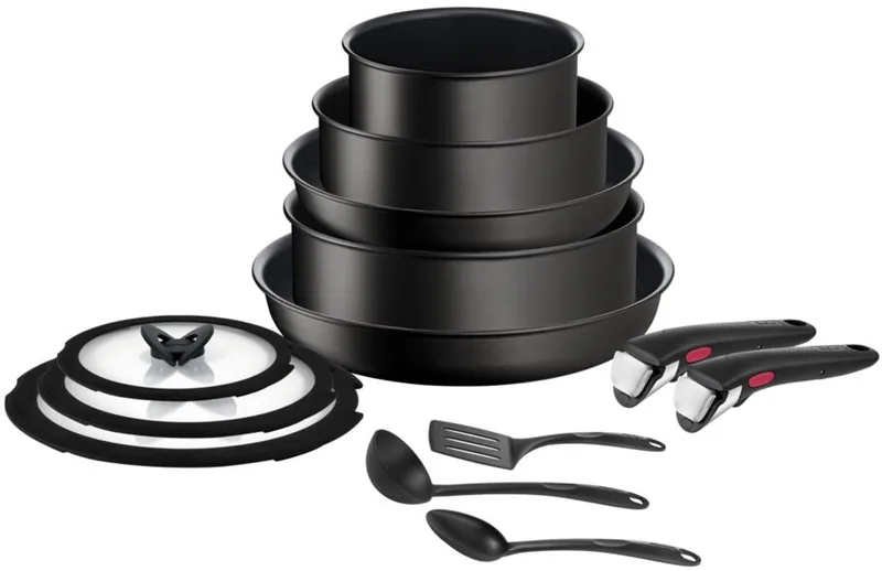 Ingenio Unlimited - Pannenset - 13-delig - Inductie - Stapelbaar - Afneembare Handgreep - Ruimtebesparend by Tefal in Black – product photo
