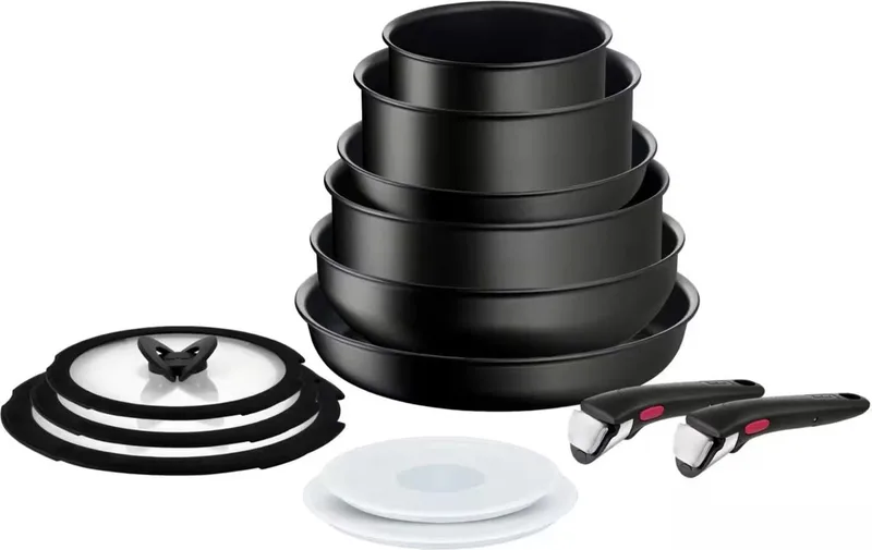 Ingenio Unlimited - Pannenset - 13-delig - Inductie - Stapelbaar - Afneembare Handgreep - Ruimtebesparend von Tefal in Schwarz – Produktfoto